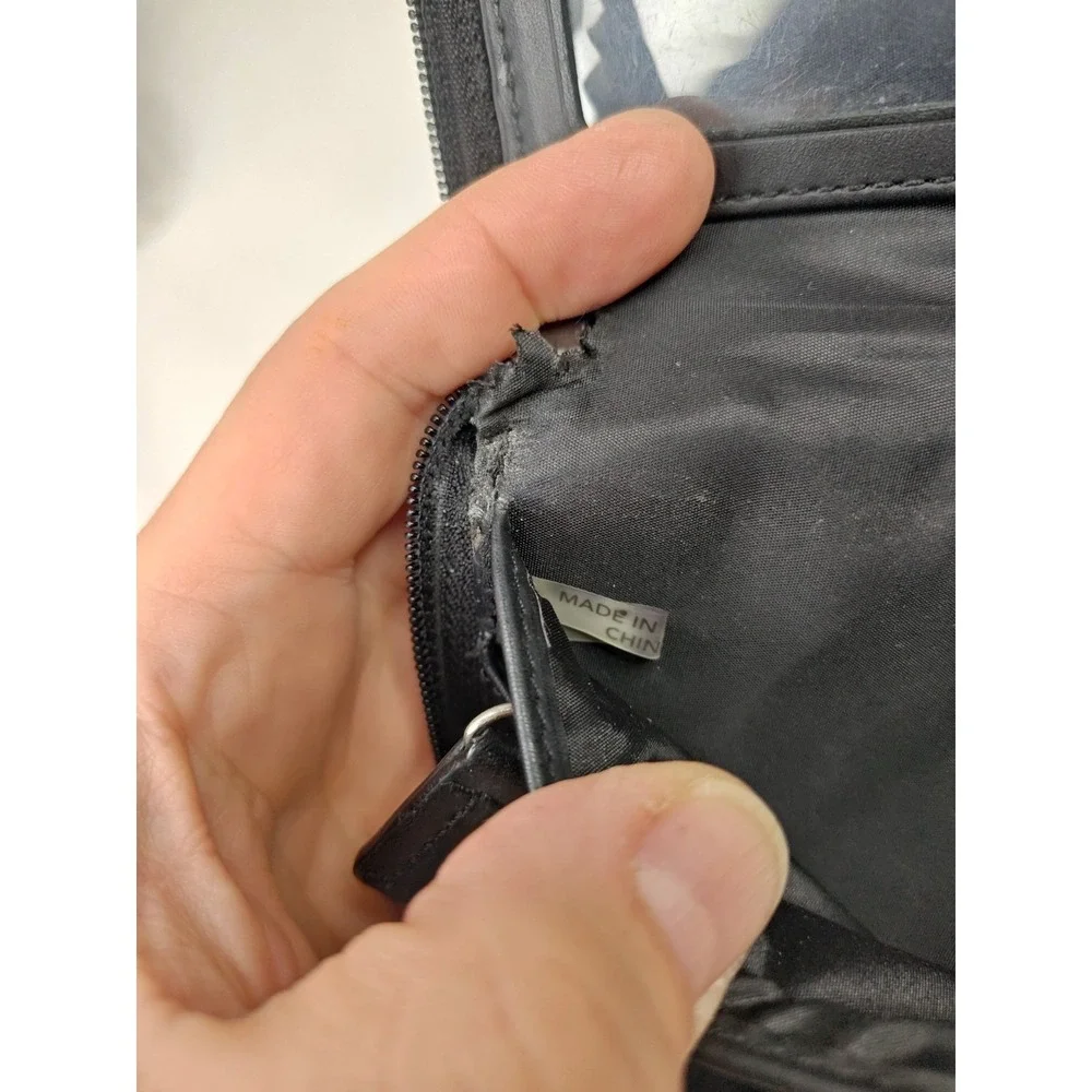 COACH‎ Vintage Black Pebbled Leather Zip Around Long Wallet Organizer ID Window